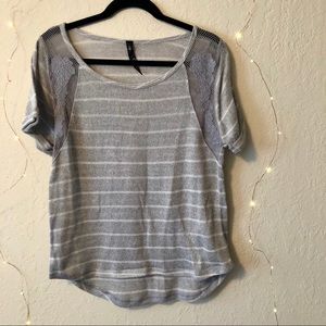 {Jessica Simpson} Grey Top with Floral Appliqué